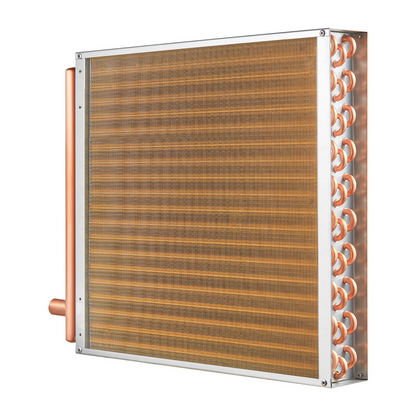 VEVOR 20"x 20"/50.8 x 50.8 cm Heat Exchanger Water to Air 3-Row 3/8"/ 1 cm Copper Ports 242 Fins