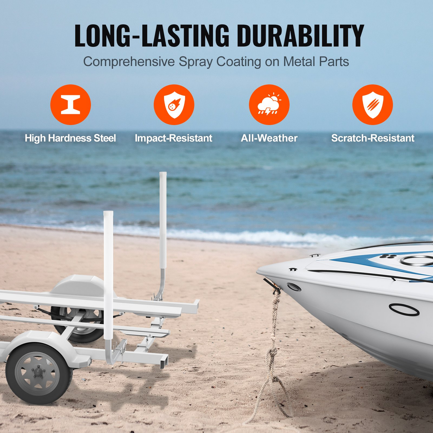 VEVOR Boat Trailer Guide, 1.5M Adjustable Design Trailer Guide Poles, 2PCS Rustproof Galvanized Steel Trailer Guide ons, Trailer Guides with PVC Pipes, for Ski Boat, Fishing Boat or Sailboat Trailer
