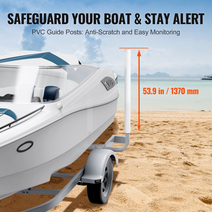 VEVOR Boat Trailer Guide, 1.5M Adjustable Design Trailer Guide Poles, 2PCS Rustproof Galvanized Steel Trailer Guide ons, Trailer Guides with PVC Pipes, for Ski Boat, Fishing Boat or Sailboat Trailer