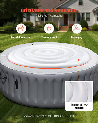 VEVOR Inflatable Hot Tub Cover 165cm Round Lid Weatherproof and Waterproof White