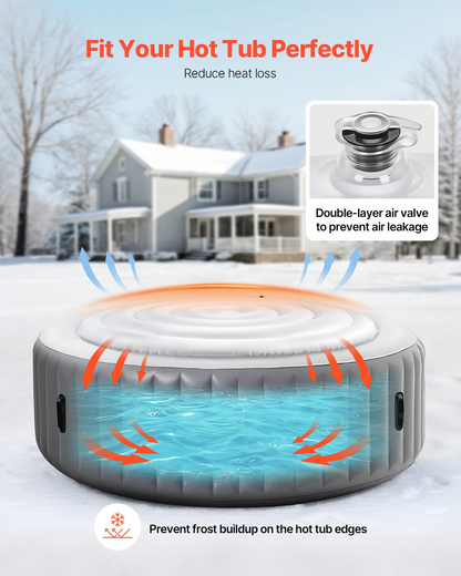 VEVOR Inflatable Hot Tub Cover 165cm Round Lid Weatherproof and Waterproof White