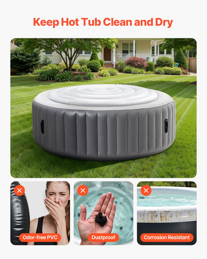 VEVOR Inflatable Hot Tub Cover 165cm Round Lid Weatherproof and Waterproof White
