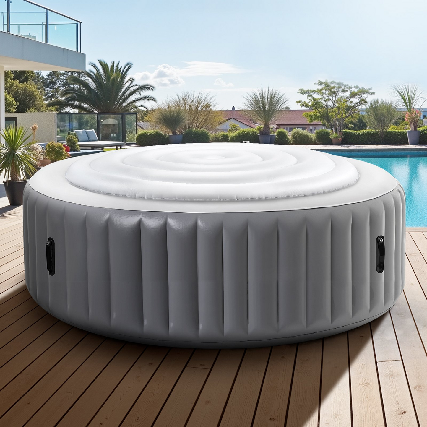 VEVOR Inflatable Hot Tub Cover 165cm Round Lid Weatherproof and Waterproof White