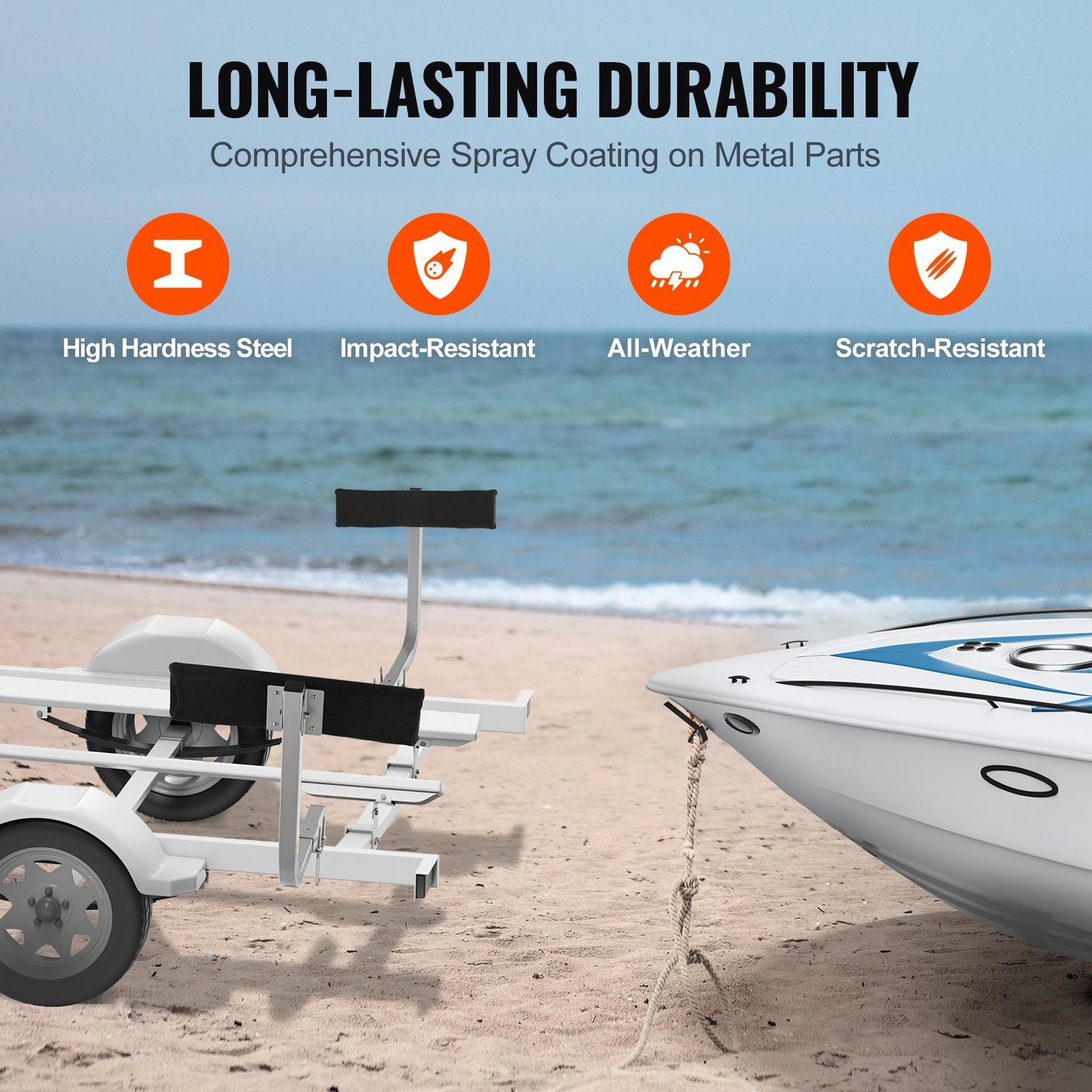 VEVOR Boat Trailer Guide, 0.7M Adjustable Design Short Bunk Guide-Ons, 2PCS Rustproof Galvanized Steel Trailer Guide Poles, Heavy Duty Roller Guide Design, for Ski Boat, Fishing Boat or Sailboat Trail