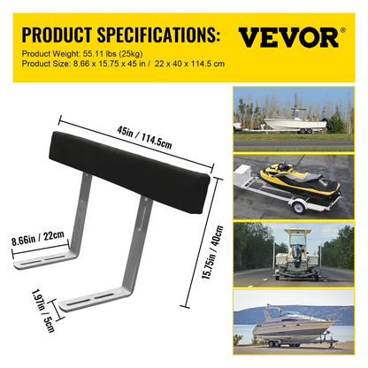 VEVOR Boat Trailer Guide-on 48" π-shape Trailer Guide on w/Carpet-padded Boards