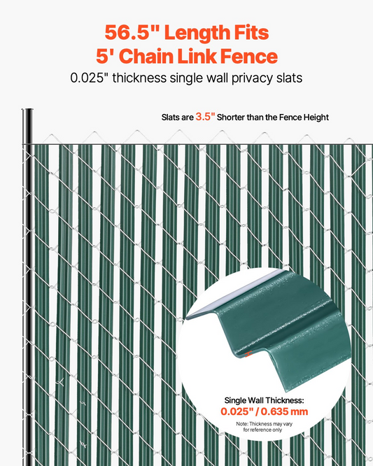 VEVOR Chain Link Fence Privacy Slats Single-Wall for 5' High Fence Bottom Lock