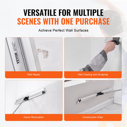 VEVOR Drywall Skimming Kit, Handle + Fixator Smoothing Knife Accessory, Professional Skim Coat Tools For Drywall, Wipe/Drywall Knife, for Gyprock / WallBoard / Plasterboard (No Blade)
