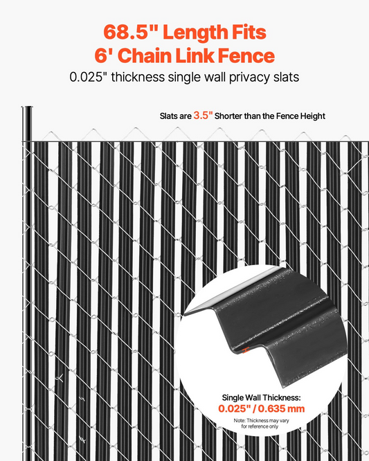 VEVOR Chain Link Fence Privacy Slats Single-Wall for 6' High Fence Bottom Lock