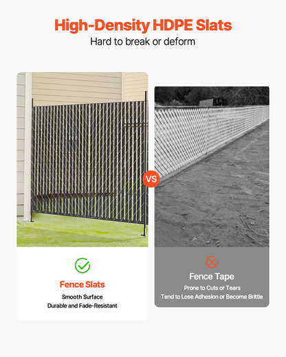 VEVOR Chain Link Fence Privacy Slats Single-Wall for 6' High Fence Bottom Lock