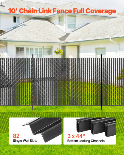 VEVOR Chain Link Fence Privacy Slats Single-Wall for 6' High Fence Bottom Lock