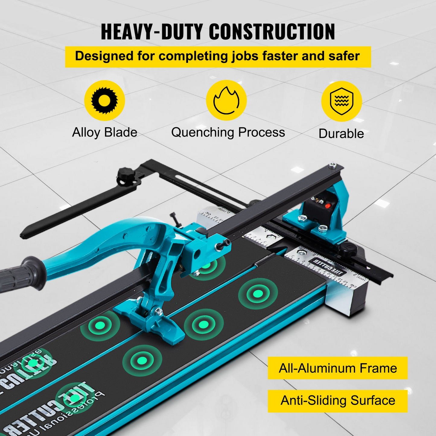 VEVOR Tile Cutter 99.1 cm Cutting Tool w/ Laser Guide Single Rail Double Brackets