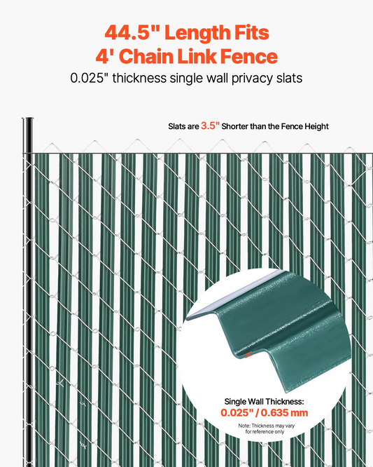 VEVOR Chain Link Fence Privacy Slats Single-Wall for 4' High Fence Bottom Lock