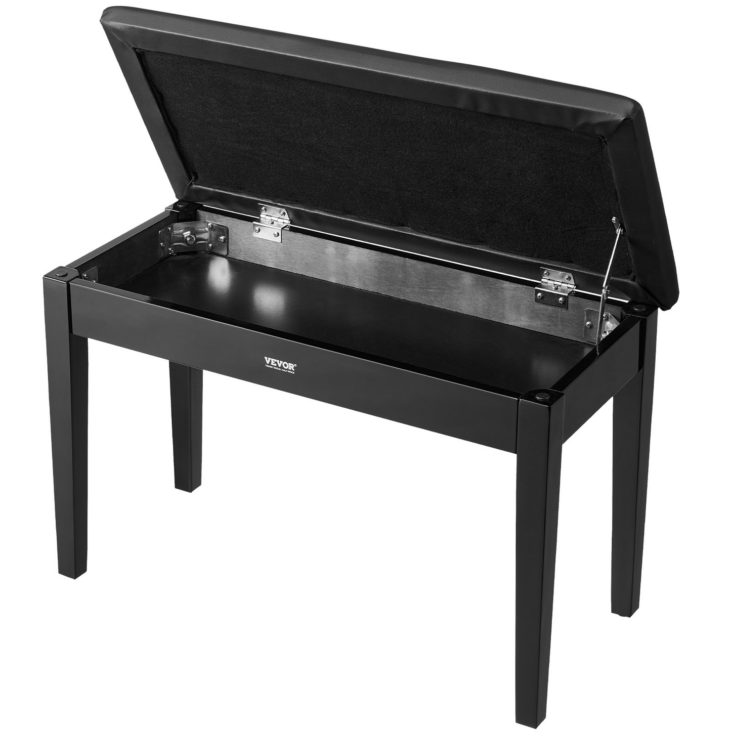 VEVOR Duet Piano Keyboard Bench Storage Padded Seat Wooden Vanity Bookcase Stool