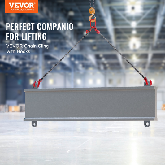 VEVOR 9.5mm x 182.9cm Chain Sling 2 Legs G80 Lifting Chain with Grab Hooks 4989.5 kg