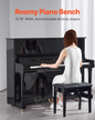 VEVOR Piano Keyboard Bench Storage Padded Seat Wooden Vanity Bookcase Stool