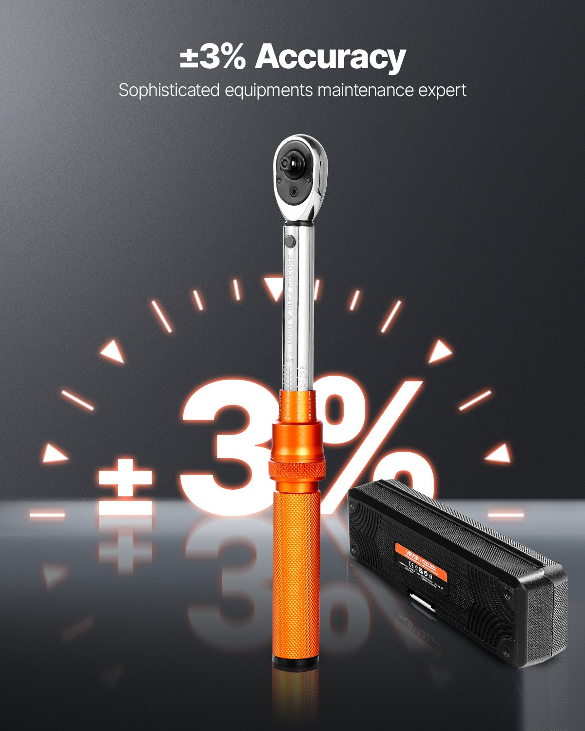VEVOR Click Torque Wrench Set 1/4 Inch Drive 20-200lbf-in /2.3-22.6N.m Orange