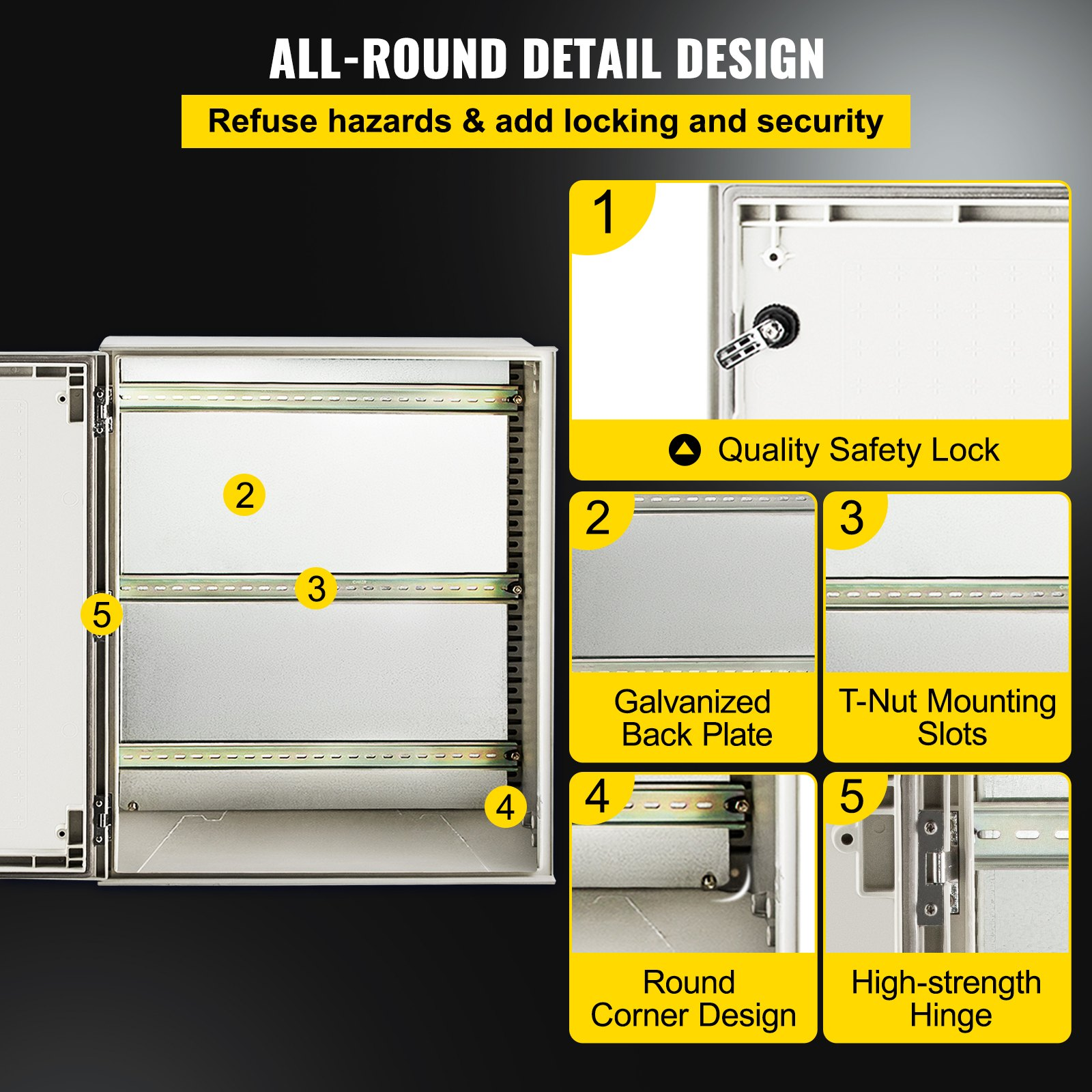 VEVOR Fiberglass Enclosure Electrical Enclosure Box 23.6 x 19.7 x9.1" Wall Mount