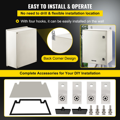 VEVOR Fiberglass Enclosure Electrical Enclosure Box 23.6 x 19.7 x9.1" Wall Mount