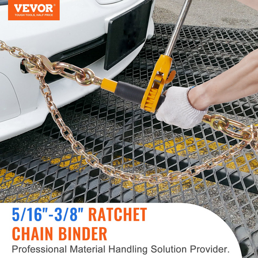 VEVOR Ratchet Chain Binder, 0.8 - 0.9 cm Heavy Duty Load Binders, with G80 Chains 3220 kg Secure Load Limit, Labor-saving Anti-skid Handle, Tie Down Hauling Chain Binders for Flatbed Truck Trailer, 4 P