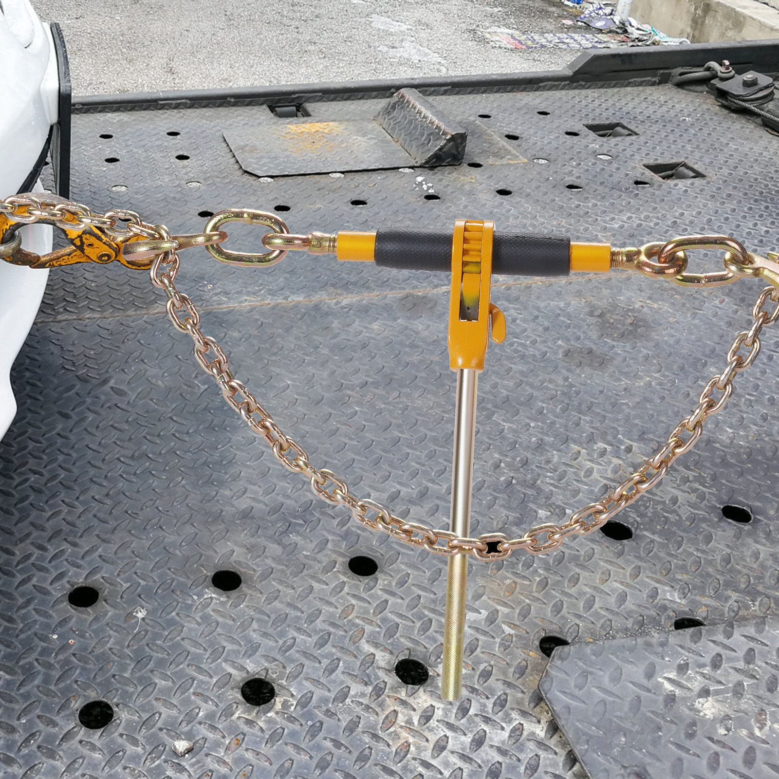 VEVOR Ratchet Chain Binder, 0.8 - 0.9 cm Heavy Duty Load Binders, with G80 Chains 3220 kg Secure Load Limit, Labor-saving Anti-skid Handle, Tie Down Hauling Chain Binders for Flatbed Truck Trailer, 4 P