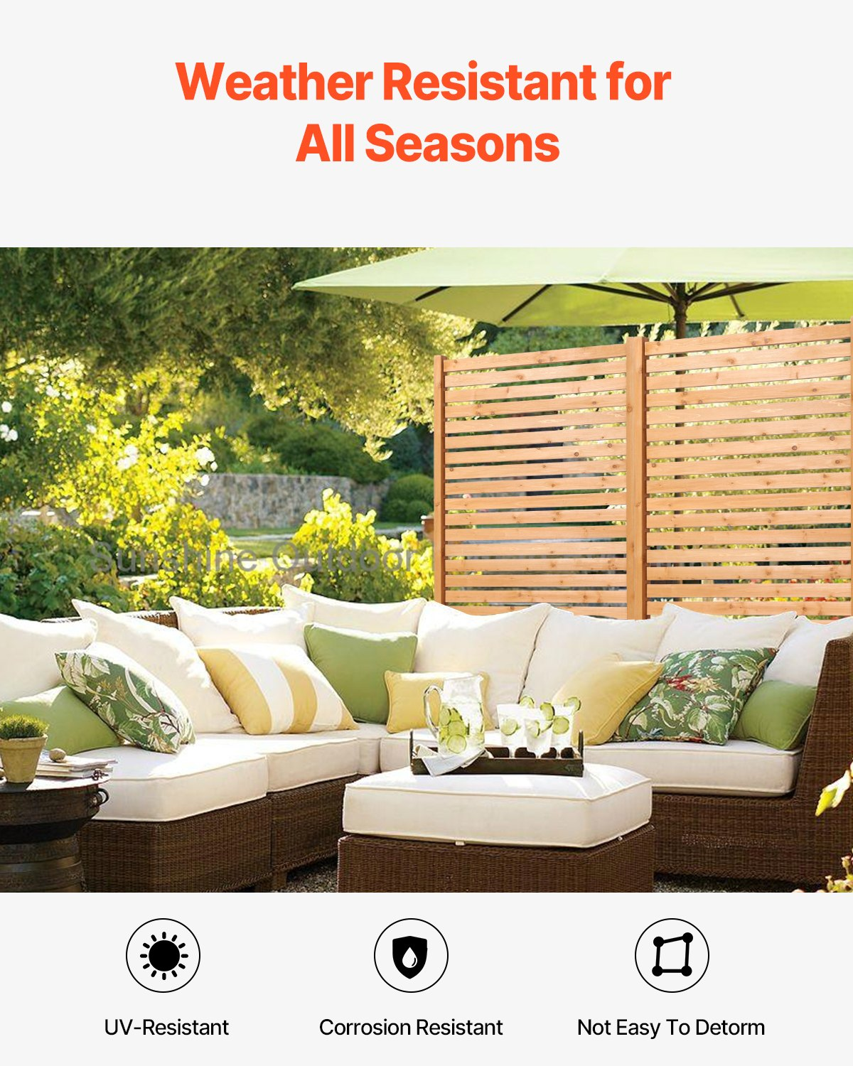 VEVOR Wooden Privacy Screen 36" x 76" Freestanding Outdoor Privacy Screen