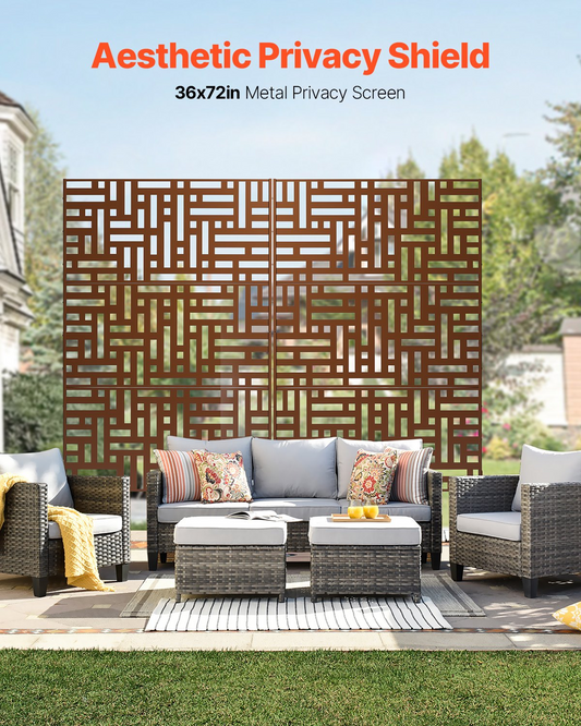 VEVOR Metal Privacy Screen 36" x 72" Outdoor Privacy Screens & Panels Brown