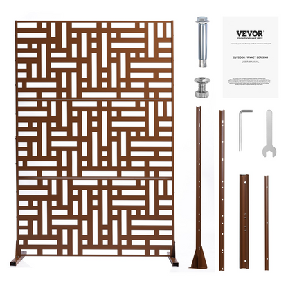 VEVOR Metal Privacy Screen 36" x 72" Outdoor Privacy Screens & Panels Brown