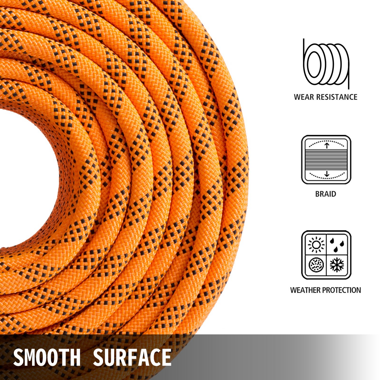 VEVOR Polyester Rope 9/16" x 200' Load and Pulling Rope 8600lb Breaking Strength