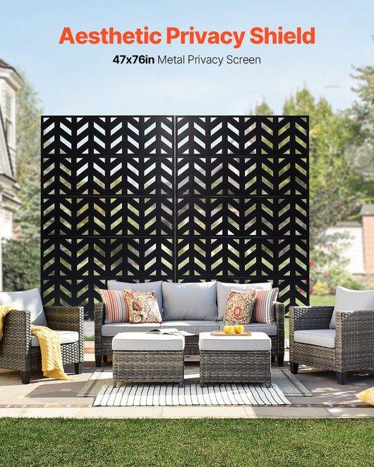 VEVOR Metal Privacy Screen 47" x 72" Freestanding Outdoor Privacy Screens