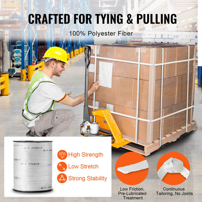 VEVOR Polyester Pulling Tape Mule Tape 5/8" x 318' 2200 lbf Tensile Capacity