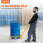 VEVOR 208.2 L Drum Dolly, 544.3 kg Load Capacity, Barrel Dolly Cart Drum Caddy Round Dolly Steel Low Profile, Heavy Duty Steel Frame with Adjustable Handle 3 Wheels, for Workshop Factory Warehouse