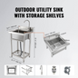 VEVOR Stainless Steel Utility Sink, 1 Compartment Free Standing Small Sink Include Faucet & legs, 40.6 x 33 x 22.1 cm Commercial Single Bowl Sinks for Garage, Restaurant, Kitchen, Laundry, NSF Certified