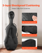 VEVOR Portable Composite Carbon Fiber 4/4 Full Size Cello Case Carrying Bag