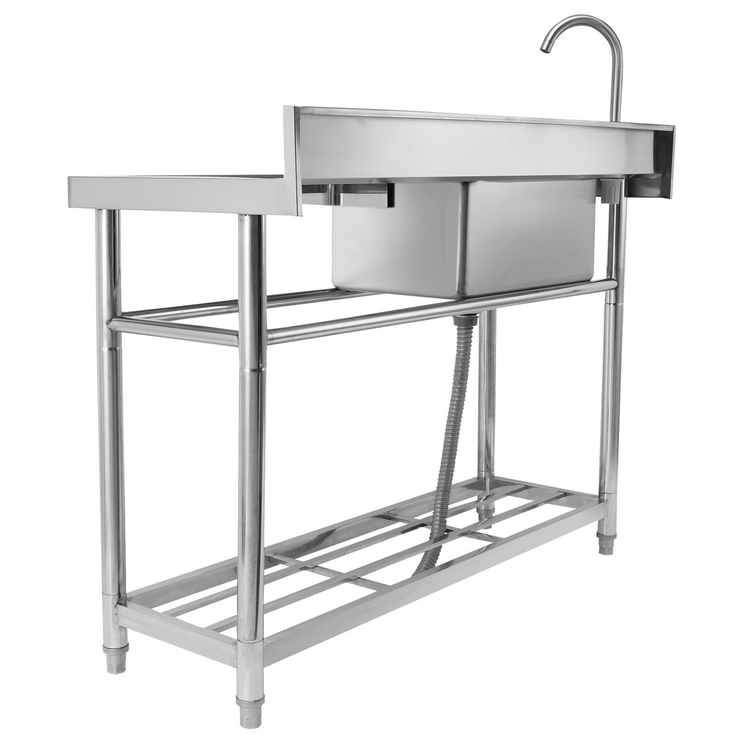 VEVOR Stainless Steel Utility Sink, 1 Compartment Free Standing Small Sink w/Workbench Faucet & legs, 100.1 x 48.5 x 95 cm Commercial Single Bowl Sinks for Garage, Restaurant, Laundry, NSF Certified