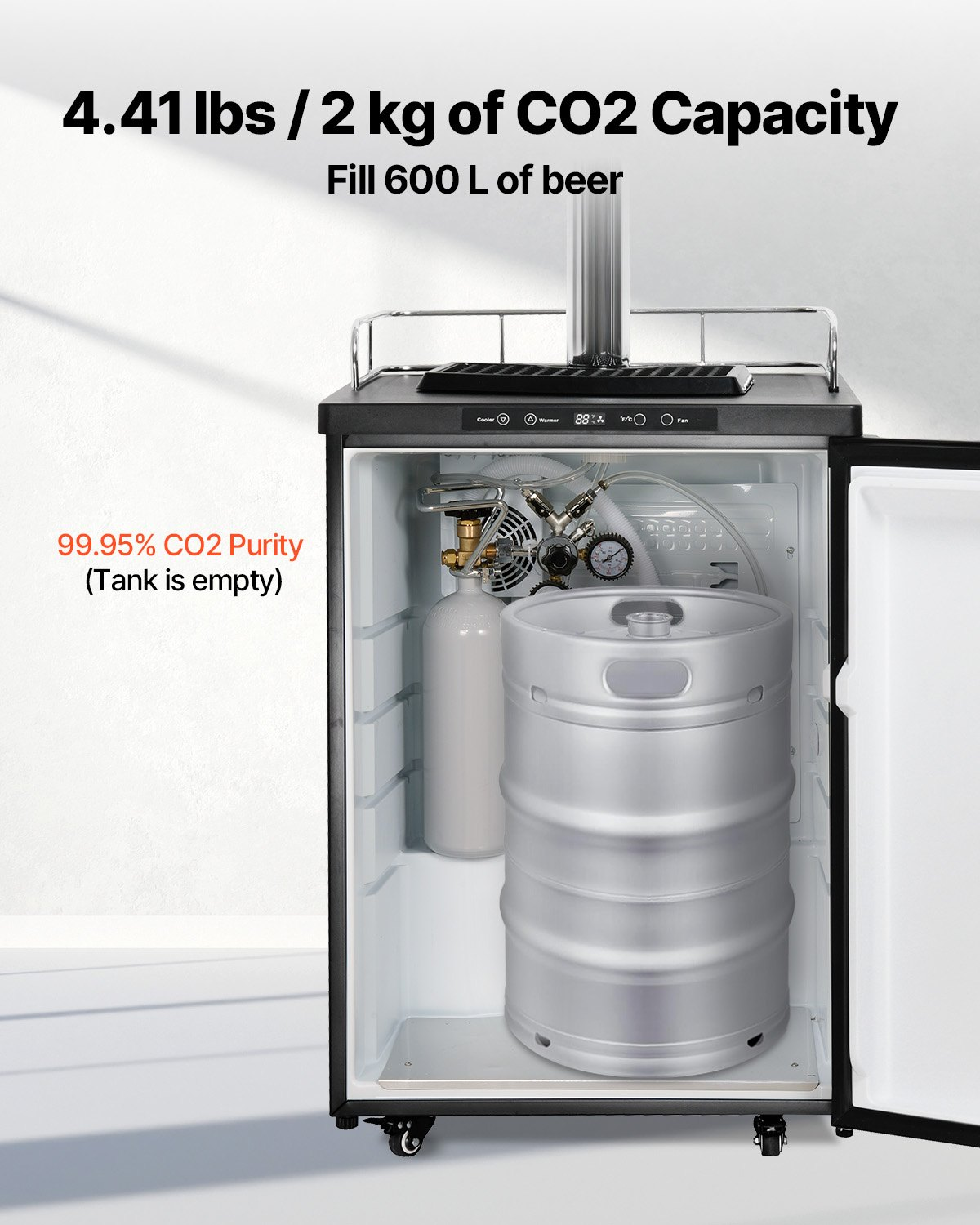 VEVOR CO2 Tank 4.41 lbs Aluminum Alloy Cylinder with DIN477 Valve TUV Approved