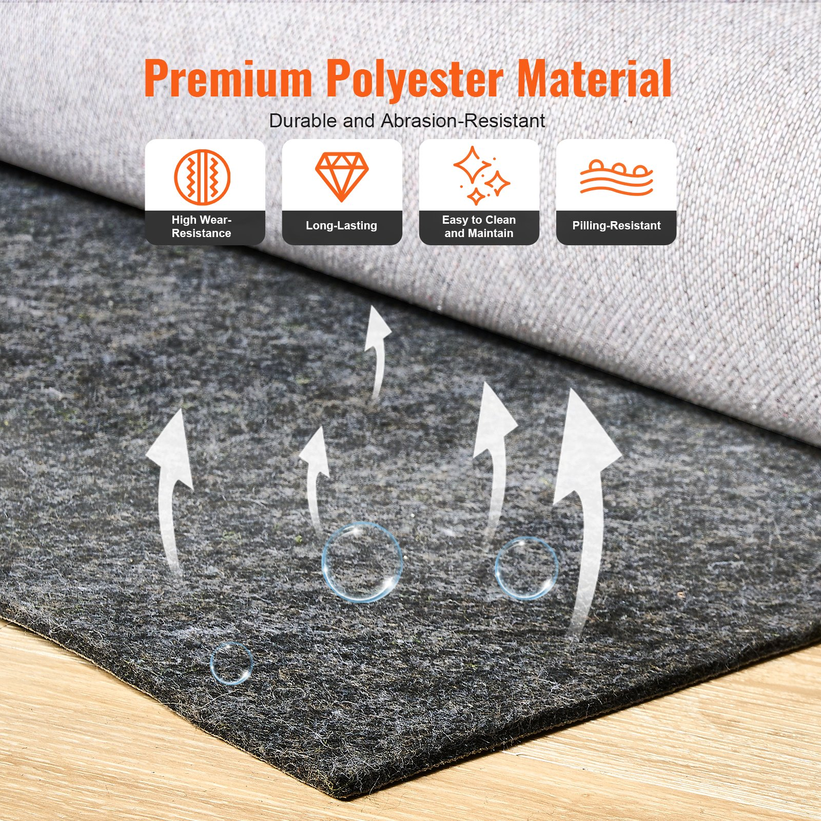 VEVOR Non Slip Rug Pad Gripper 8' x 10' Carpet Mat 0.24" Thick for All Floor