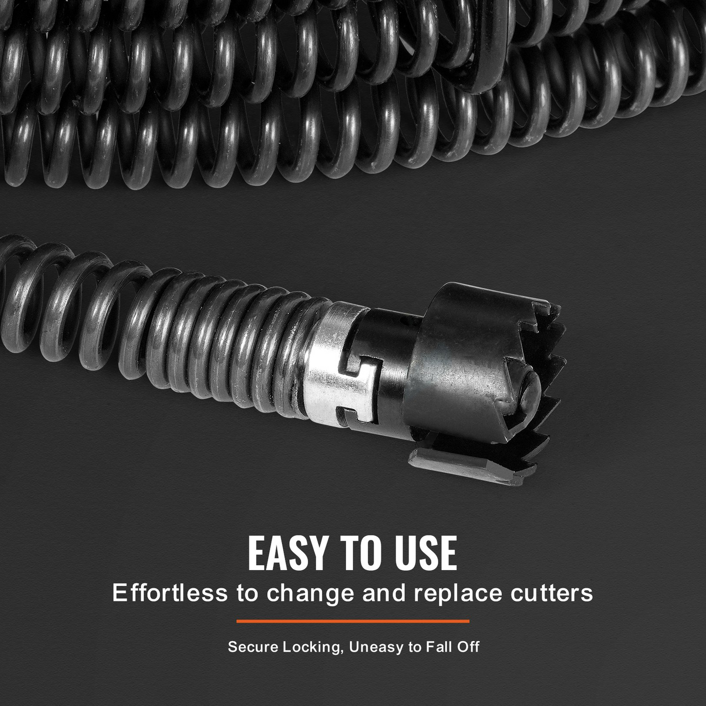 VEVOR Sectional Drain Cleaning Cable 45FT/13.7 m x 7/8In/2.2 cm & 6 Cutters for 0.8"-5.9"/2-15 cm Pipes