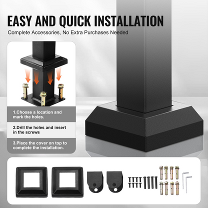 VEVOR Outdoor Handrails for 4-5 Step Stairs Black Square Tube Easy Install