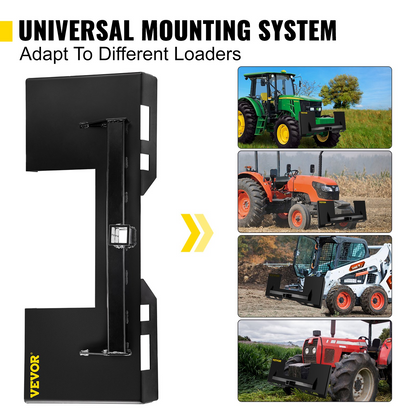 VEVOR Universal Quick Tach Skid Steer Mount Plate 1/4" Adapter Loader Black