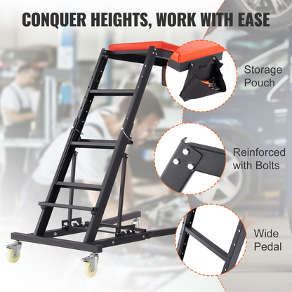 VEVOR Automotive Topside Creeper, with Adjustable Height 1219-1930 mm, 400 LBS Capacity High Creeper, 4 Swivel Caster Wheels, Heavy Duty Foldable Creeper for Auto Repair and Maintenance