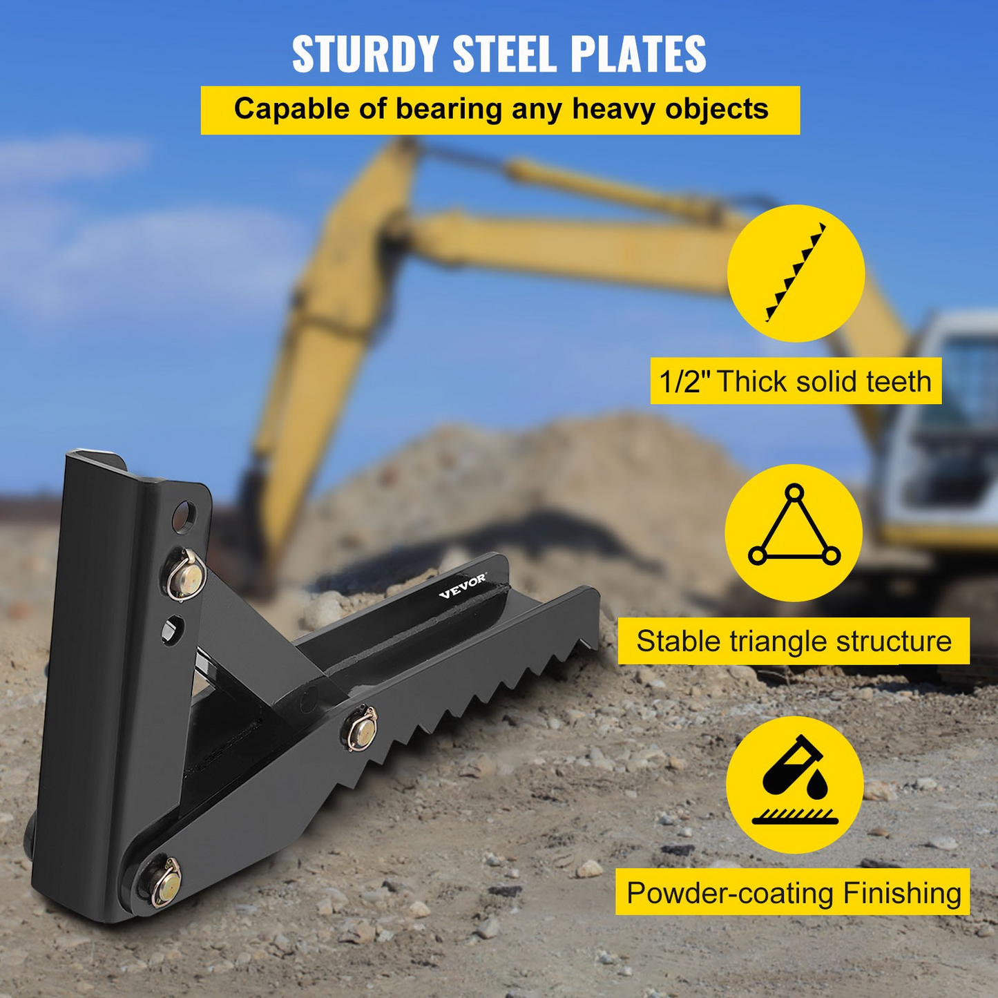 VEVOR Backhoe Excavator Thumb Attachments, 36 inch  Adjustable Extreme Weld On Backhoe Thumb Hoe Clamp 1/2 Inch Teeth Thick Steel Plate 16MM Assembly Bolt-On Design