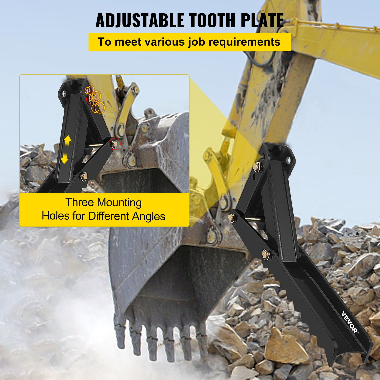 VEVOR Backhoe Excavator Thumb Attachments, 36 inch  Adjustable Extreme Weld On Backhoe Thumb Hoe Clamp 1/2 Inch Teeth Thick Steel Plate 16MM Assembly Bolt-On Design