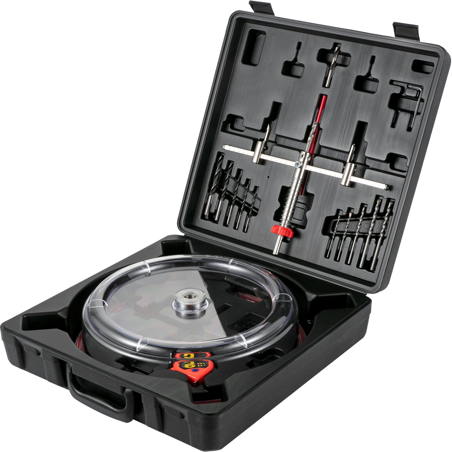 VEVOR Adjustable Hole Saw Cutter Kit, 1-5/8" to 11-13 /16" (40-300 mm), Recessed Hole Saw with PC Dust Shield, Two Replaceable Pilot Drill Bits, for Recessed Lights, Ceiling Speakers, Vent Holes