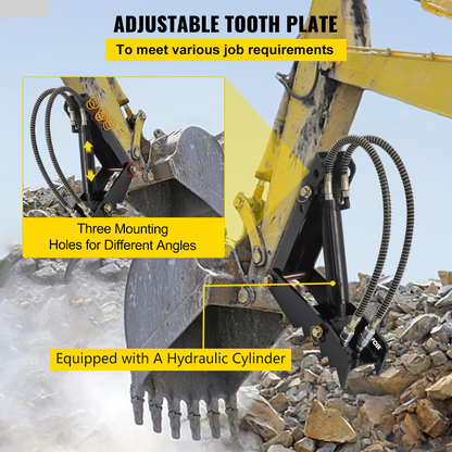 VEVOR Hydraulic Backhoe Thumb, 45.72 cm 12.70 mm Thickness Heavy Duty Excavator Thumb, Black Steel Weld On Thumb Attachments with Hydraulic Cylinder, Mechanical Hydraulic Thumb for Backhoe/Excavator