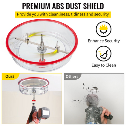 VEVOR Adjustable Hole Saw Cutter Kit, 1-5/8" to 8" (40-200 mm), Twin Blade Recessed Hole Saw with PC Dust Shield, Two Replaceable Pilot Drill Bits, for Recessed Lights, Ceiling Speakers, Vent Holes