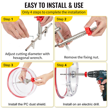 VEVOR Adjustable Hole Saw Cutter Kit, 1-5/8" to 8" (40-200 mm), Twin Blade Recessed Hole Saw with PC Dust Shield, Two Replaceable Pilot Drill Bits, for Recessed Lights, Ceiling Speakers, Vent Holes