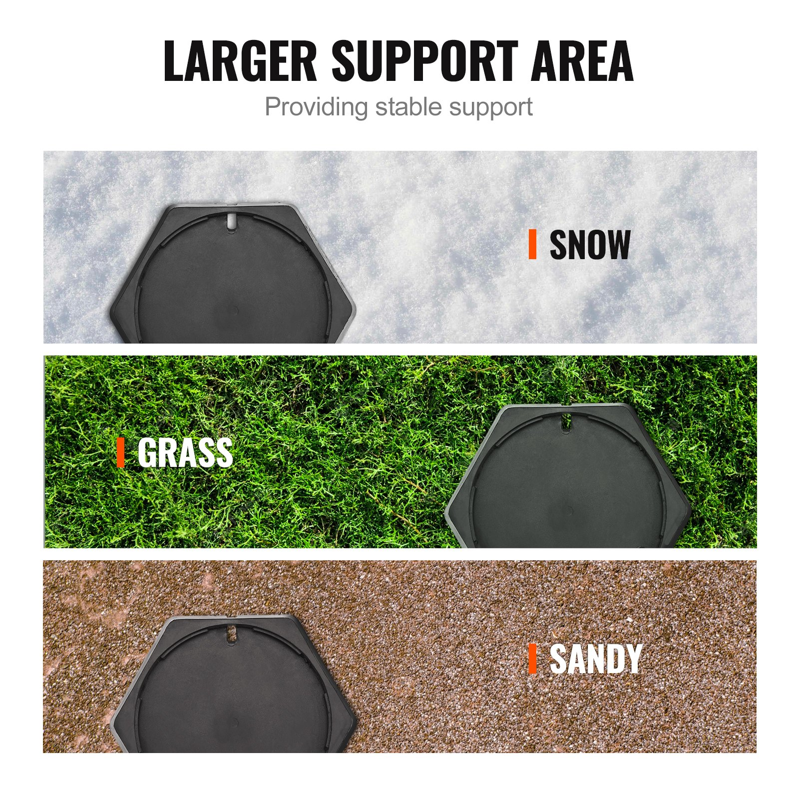 VEVOR RV Leveling Pads, 9 Inch Round Landing Feet, Permanent Attached Jack Stabilizers, Rubber Jack Pads, 5000 lbs Capacity per RV Jack Pad, 5th Wheels, Travel Trailers, Class A/C Motorhomes (4-Pack)