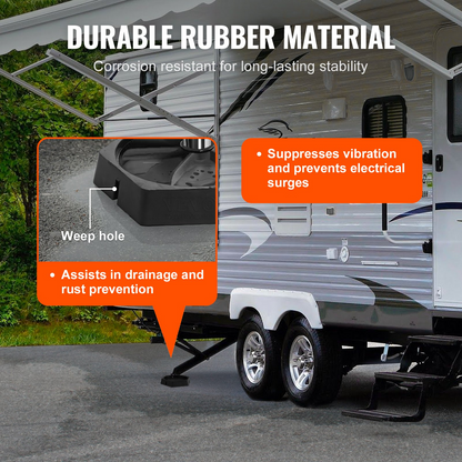 VEVOR RV Leveling Pads, 9 Inch Round Landing Feet, Permanent Attached Jack Stabilizers, Rubber Jack Pads, 5000 lbs Capacity per RV Jack Pad, 5th Wheels, Travel Trailers, Class A/C Motorhomes (4-Pack)