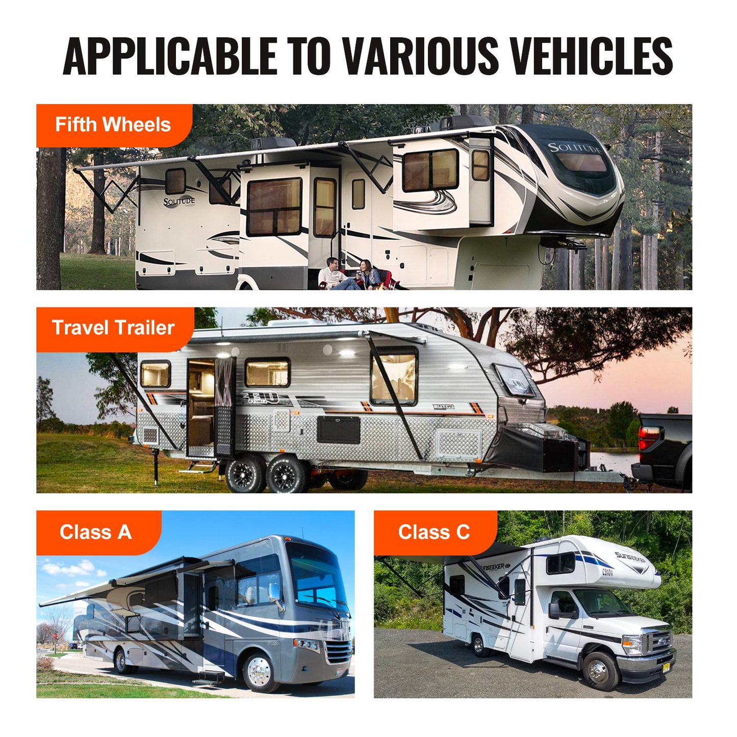 VEVOR RV Leveling Pads, 9 Inch Round Landing Feet, Permanent Attached Jack Stabilizers, Rubber Jack Pads, 5000 lbs Capacity per RV Jack Pad, 5th Wheels, Travel Trailers, Class A/C Motorhomes (4-Pack)
