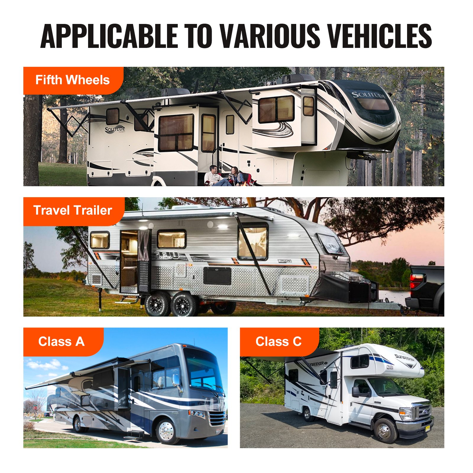 VEVOR RV Leveling Pads, 9 Inch Round Landing Feet, Permanent Attached Jack Stabilizers, Rubber Jack Pads, 5000 lbs Capacity per RV Jack Pad, 5th Wheels, Travel Trailers, Class A/C Motorhomes (4-Pack)